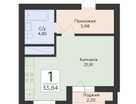 1-к. квартира, 33&nbsp;м²