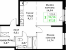 2-к. квартира, 56 м²
