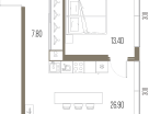 1-к. квартира, 58&nbsp;м²