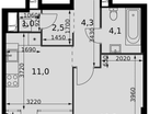 1-к. квартира, 39 м²