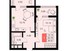 1-к. квартира, 38&nbsp;м²