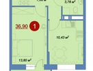 1-к. квартира, 36,4&nbsp;м²