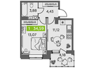 1-к. квартира, 34,6&nbsp;м²