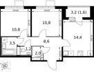 2-к. квартира, 53 м²