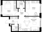 2-к. квартира, 57 м²