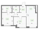 2-к. квартира, 68 м²