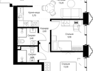 2-к. квартира, 55&nbsp;м²