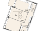 Студия, 54 м²