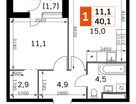 1-к. квартира, 40&nbsp;м²