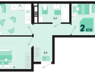 2-к. квартира, 67&nbsp;м²