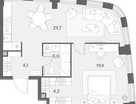 1-к. квартира, 64 м²