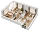 2-к. квартира, 53 м²