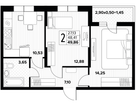 2-к. квартира, 50,9&nbsp;м²