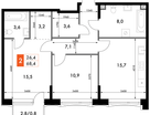 2-к. квартира, 68&nbsp;м²