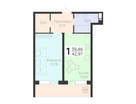 1-к. квартира, 42&nbsp;м²
