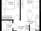 1-к. квартира, 35 м²