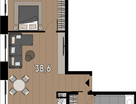 1-к. квартира, 38 м²