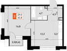 2-к. квартира, 43 м²