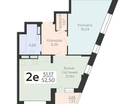 2-к. квартира, 52&nbsp;м²