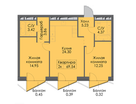 2-к. квартира, 69,6&nbsp;м²