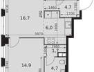 2-к. квартира, 52&nbsp;м²