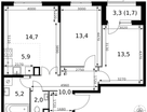 3-к. квартира, 66 м²