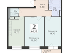 2-к. квартира, 66&nbsp;м²