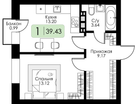 1-к. квартира, 39 м²
