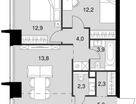 3-к. квартира, 65,5&nbsp;м²