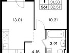 1-к. квартира, 32&nbsp;м²
