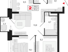 2-к. квартира, 61&nbsp;м²