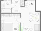 1-к. квартира, 44&nbsp;м²