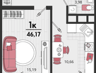 1-к. квартира, 46 м²