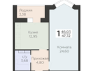 1-к. квартира, 47&nbsp;м²