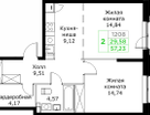 2-к. квартира, 56&nbsp;м²