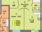 1-к. квартира, 56,8&nbsp;м²