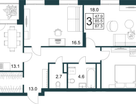 3-к. квартира, 90 м²