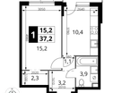 1-к. квартира, 37&nbsp;м²