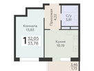 1-к. квартира, 33&nbsp;м²