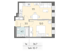 1-к. квартира, 36&nbsp;м²