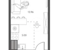 Студия, 26,6&nbsp;м²