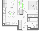 1-к. квартира, 44&nbsp;м²