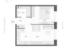 Студия, 39 м²