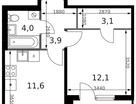 1-к. квартира, 36&nbsp;м²
