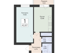 1-к. квартира, 42&nbsp;м²