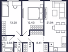 2-к. квартира, 63&nbsp;м²