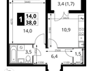 1-к. квартира, 38&nbsp;м²