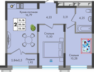 2-к. квартира, 52&nbsp;м²
