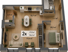 2-к. квартира, 54,4 м²