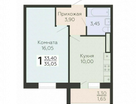 1-к. квартира, 35&nbsp;м²